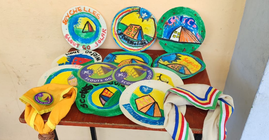 Mahe scouts having solar activities with kids with special needs
